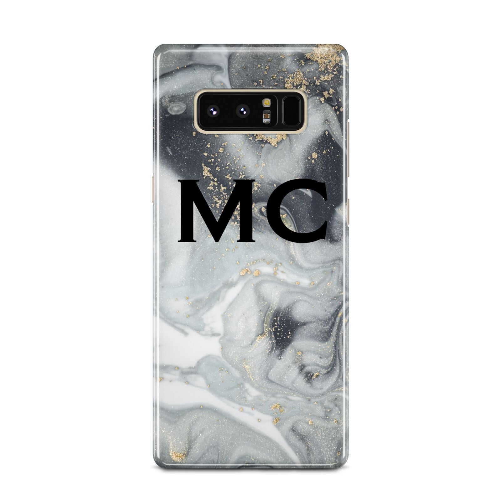 Monogram Black White Swirl Marble Samsung Galaxy Note 8 Case