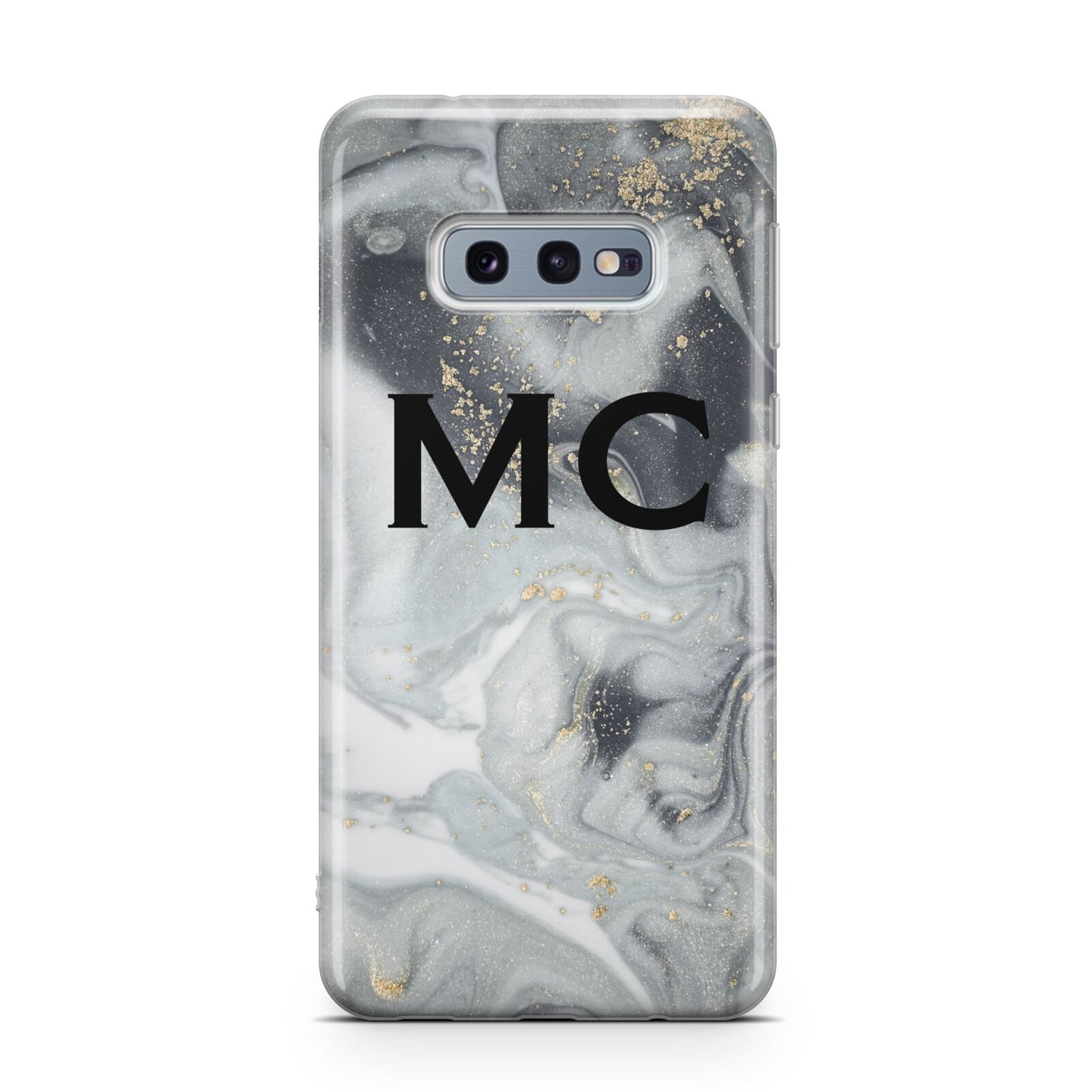 Monogram Black White Swirl Marble Samsung Galaxy S10E Case