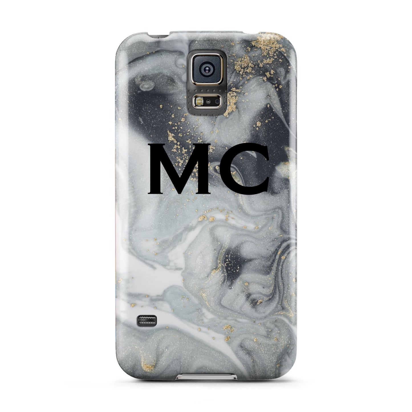 Monogram Black White Swirl Marble Samsung Galaxy S5 Case