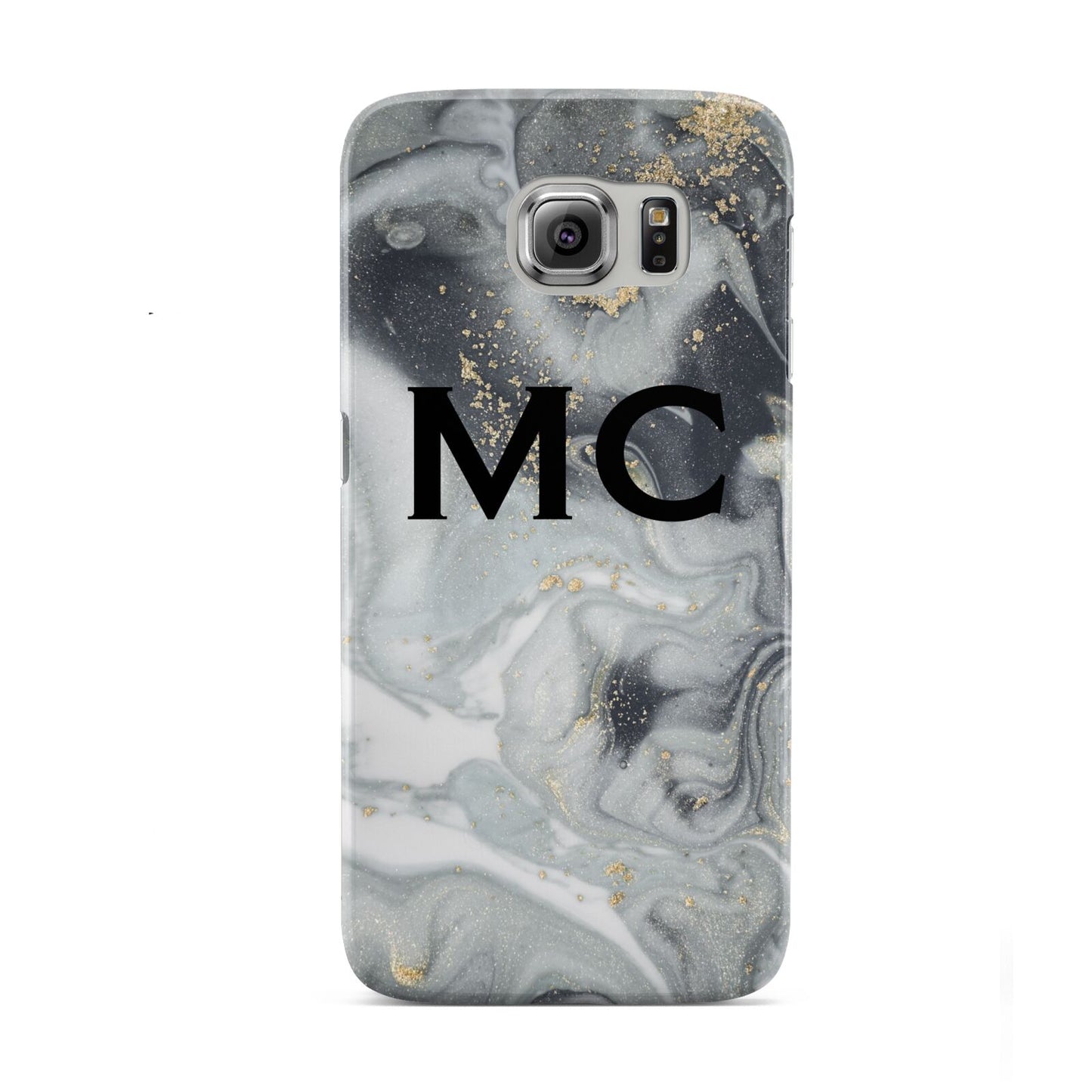 Monogram Black White Swirl Marble Samsung Galaxy S6 Case