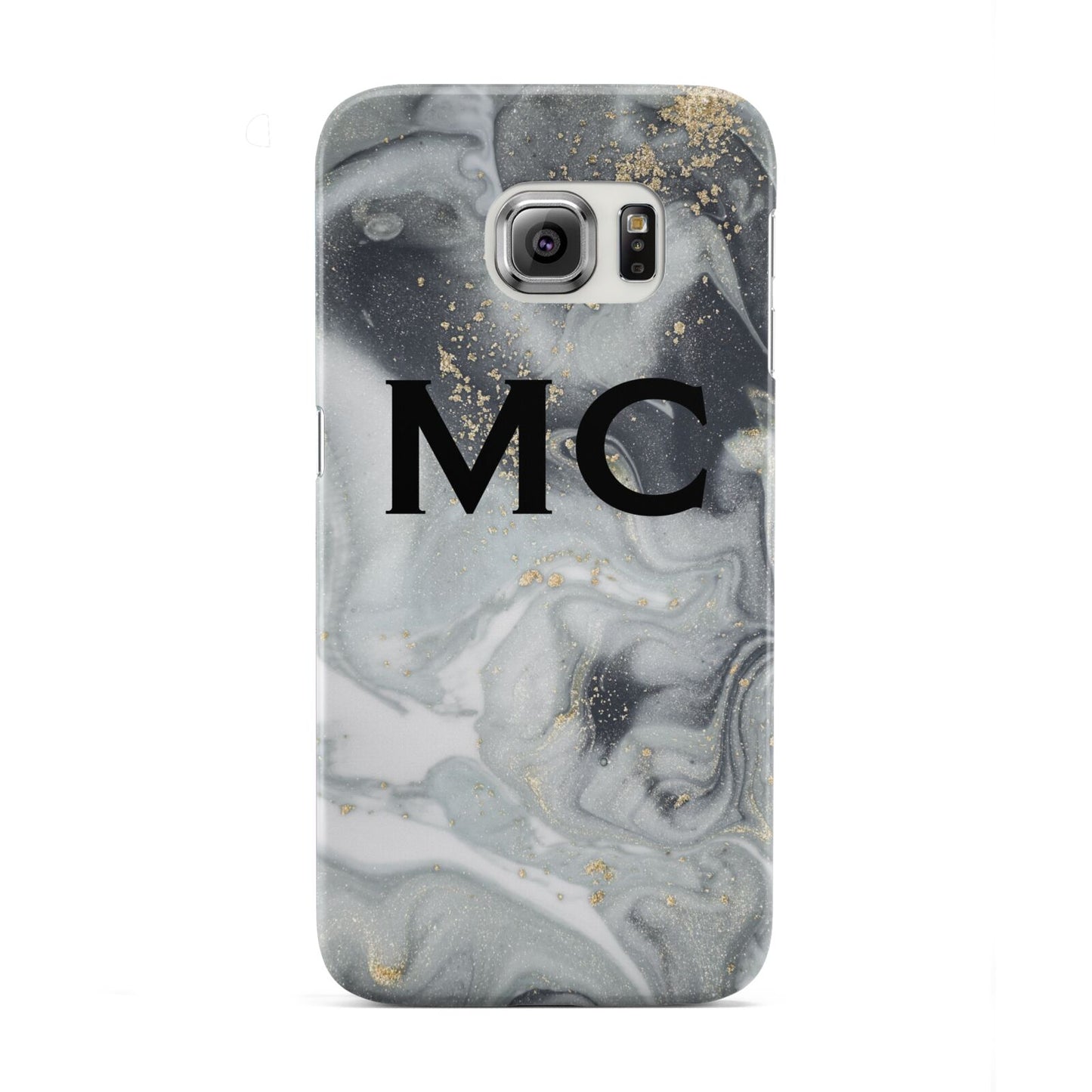 Monogram Black White Swirl Marble Samsung Galaxy S6 Edge Case