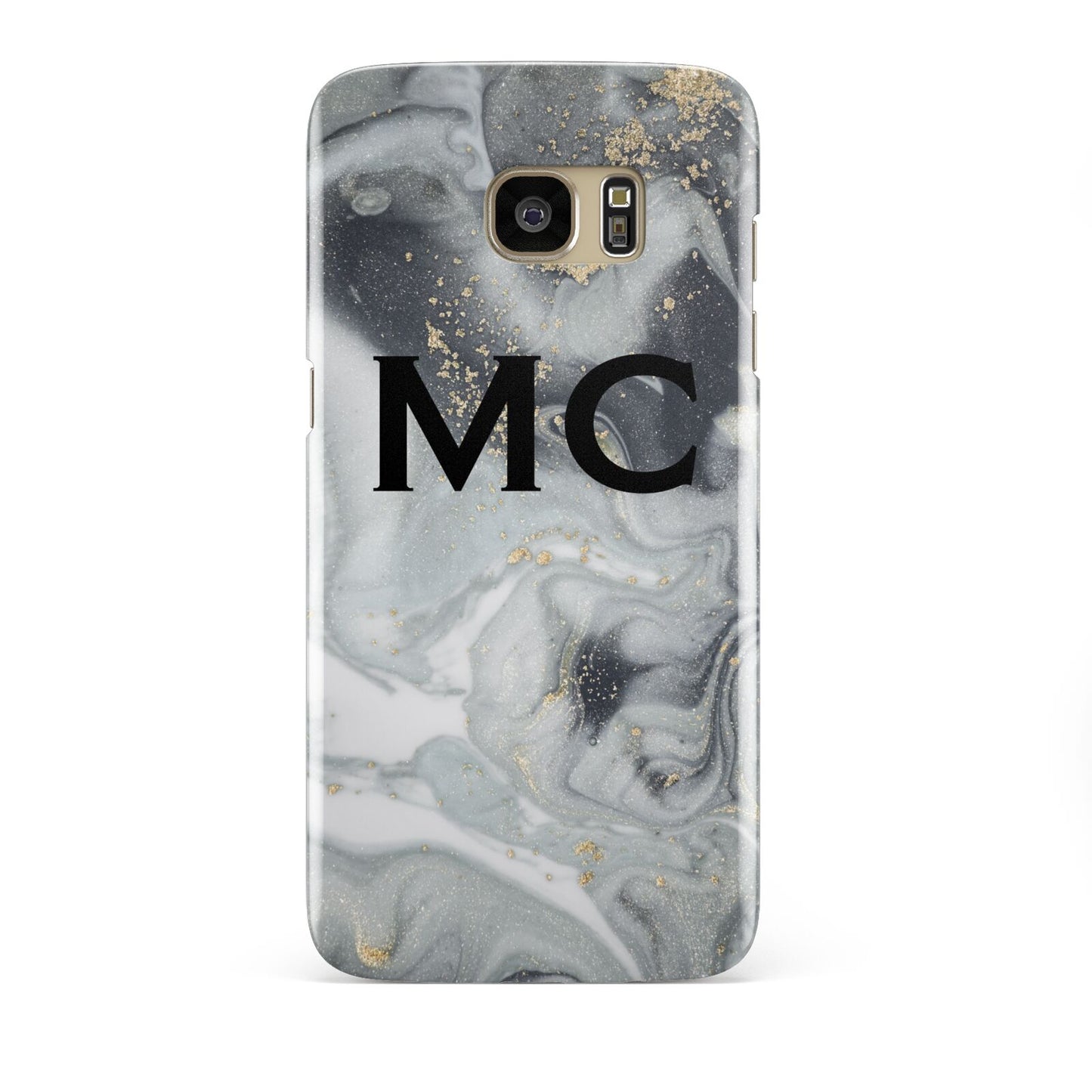 Monogram Black White Swirl Marble Samsung Galaxy S7 Edge Case