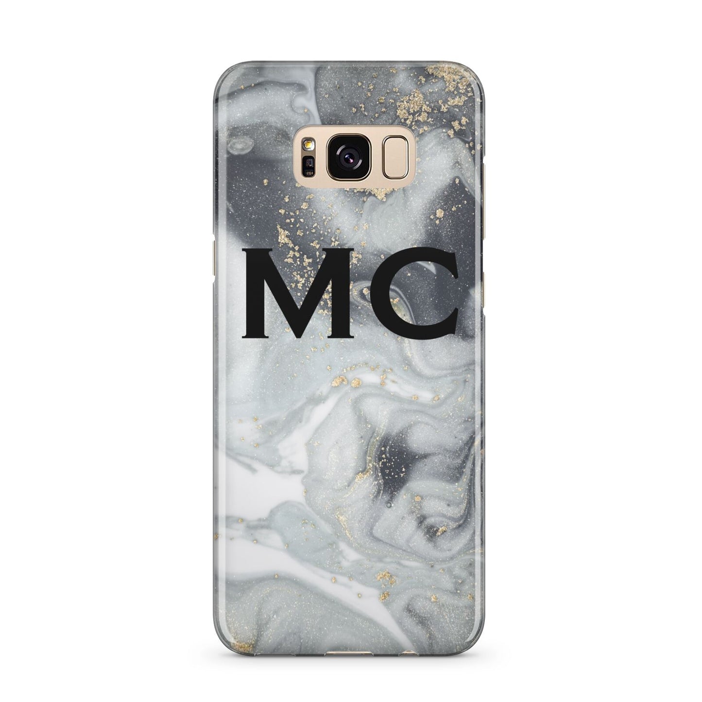 Monogram Black White Swirl Marble Samsung Galaxy S8 Plus Case