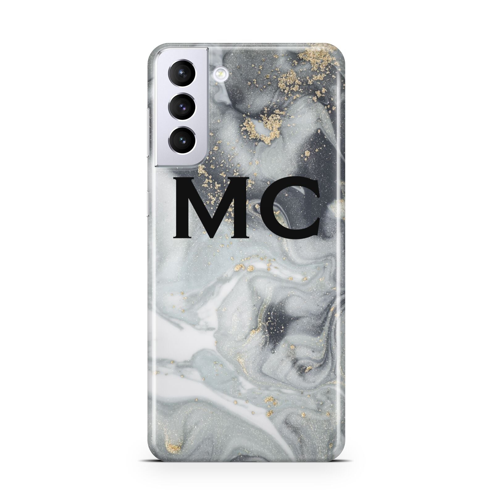 Monogram Black White Swirl Marble Samsung S21 Plus Case