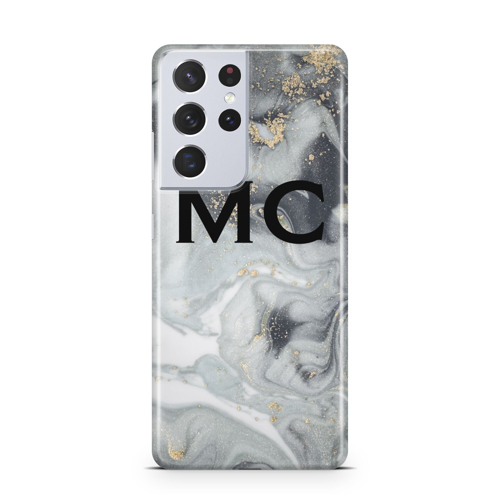 Monogram Black White Swirl Marble Samsung S21 Ultra Case