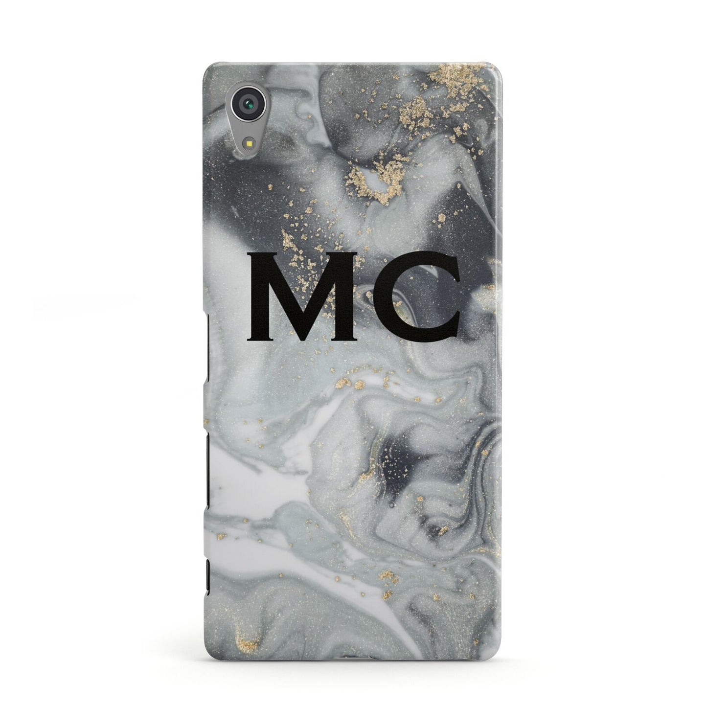 Monogram Black White Swirl Marble Sony Xperia Case