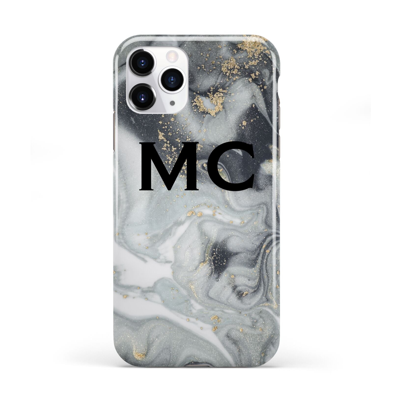 Monogram Black White Swirl Marble iPhone 11 Pro 3D Tough Case