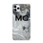 Monogram Black White Swirl Marble iPhone 11 Pro Max 3D Snap Case