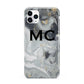 Monogram Black White Swirl Marble iPhone 11 Pro Max 3D Tough Case