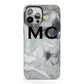 Monogram Black White Swirl Marble iPhone 13 Pro Max Full Wrap 3D Tough Case