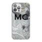Monogram Black White Swirl Marble iPhone 13 Pro Max TPU Impact Case with White Edges