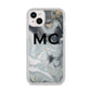 Monogram Black White Swirl Marble iPhone 14 Plus Glitter Tough Case Starlight