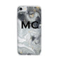 Monogram Black White Swirl Marble iPhone 7 Bumper Case on Silver iPhone