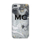 Monogram Black White Swirl Marble iPhone 7 Plus Bumper Case on Silver iPhone