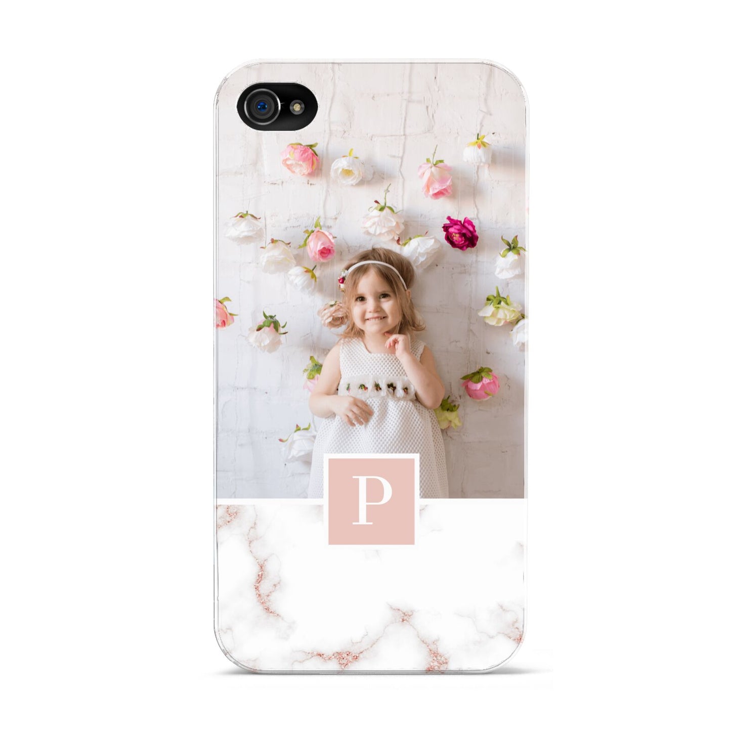 Monogram Marble Photo Upload Apple iPhone 4s Case