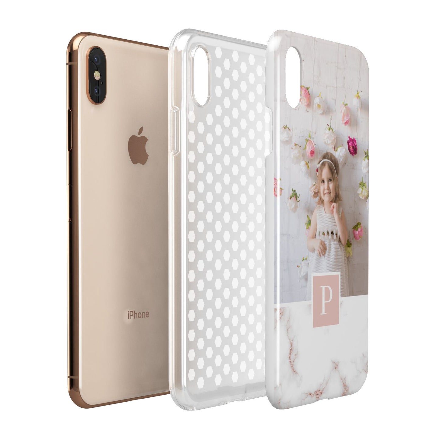 Monogram Marble Photo Upload Apple iPhone Xs Max 3D Tough Case Expanded View