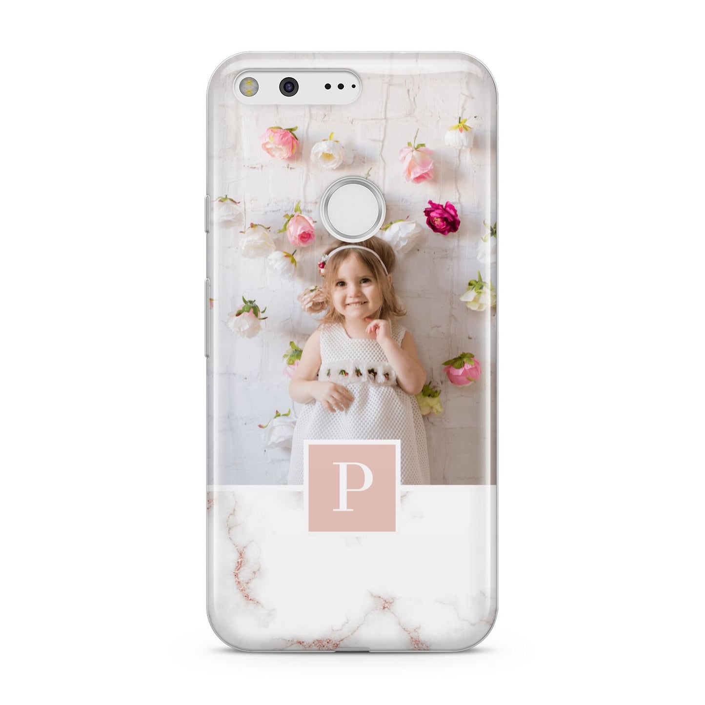 Monogram Marble Photo Upload Google Pixel Case