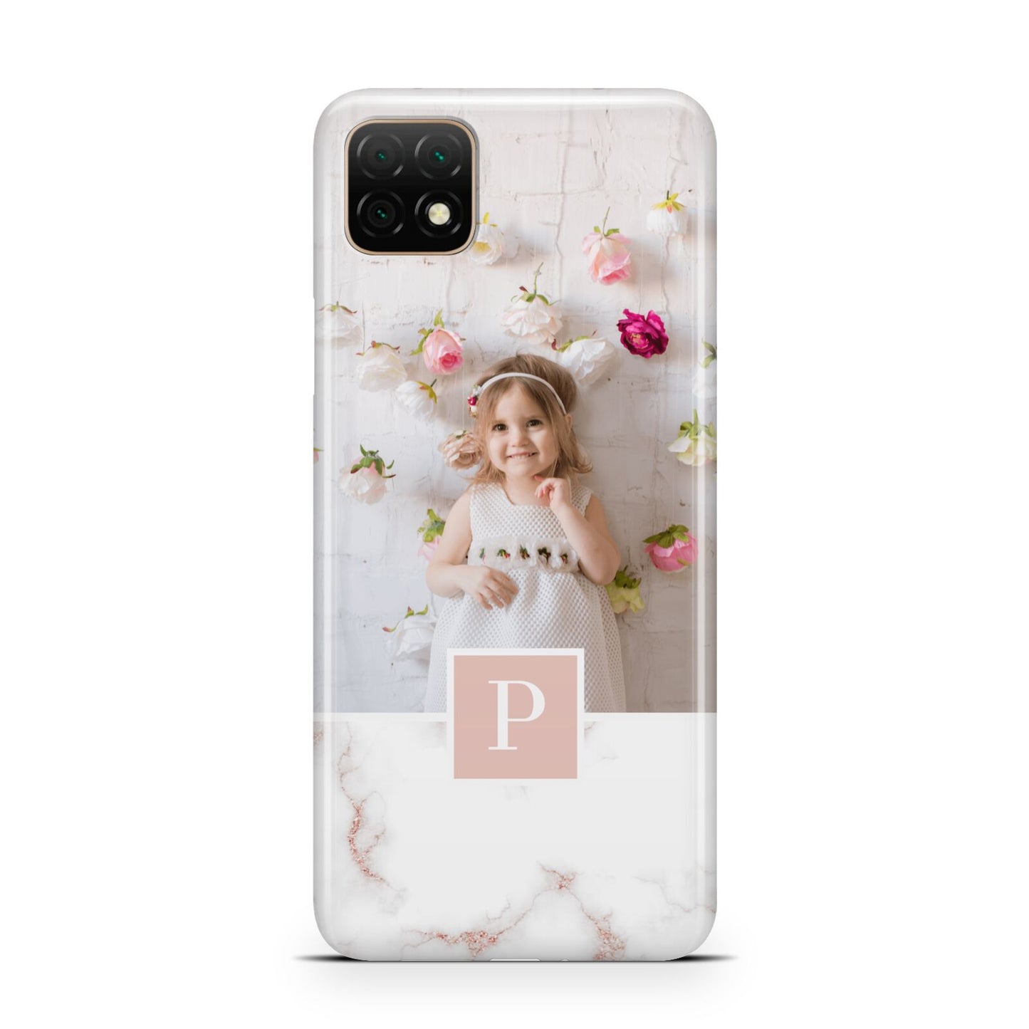 Monogram Marble Photo Upload Huawei Enjoy 20 Phone Case