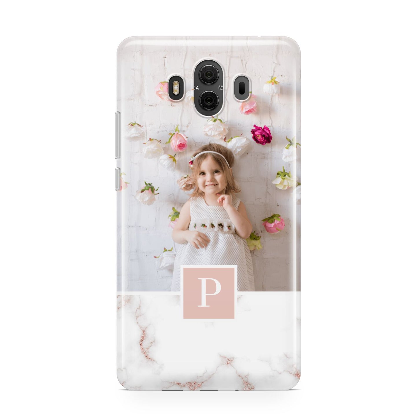 Monogram Marble Photo Upload Huawei Mate 10 Protective Phone Case