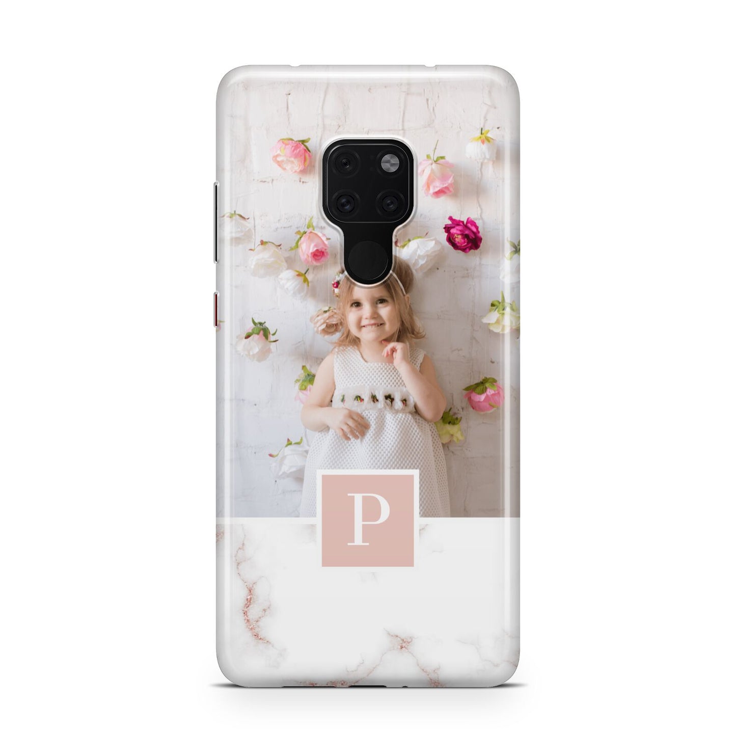 Monogram Marble Photo Upload Huawei Mate 20 Phone Case