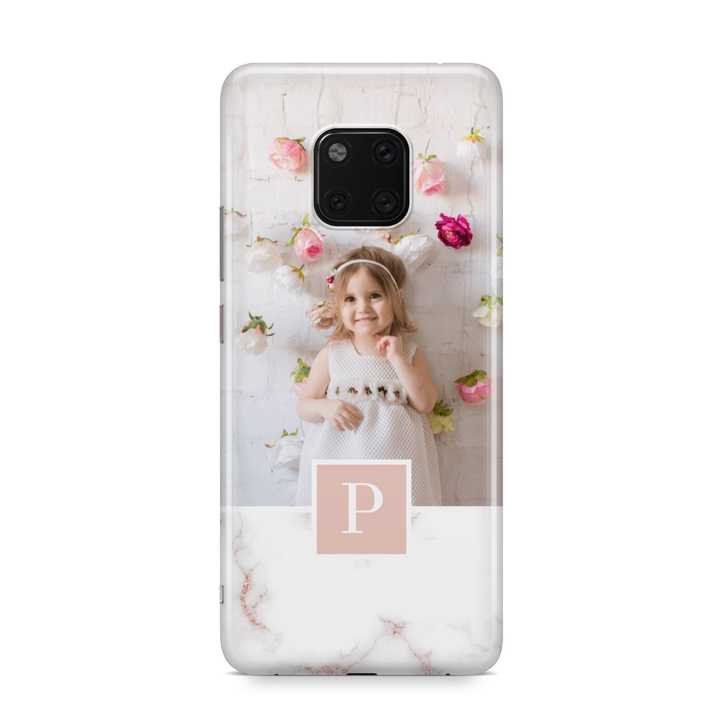 Monogram Marble Photo Upload Huawei Mate 20 Pro Phone Case