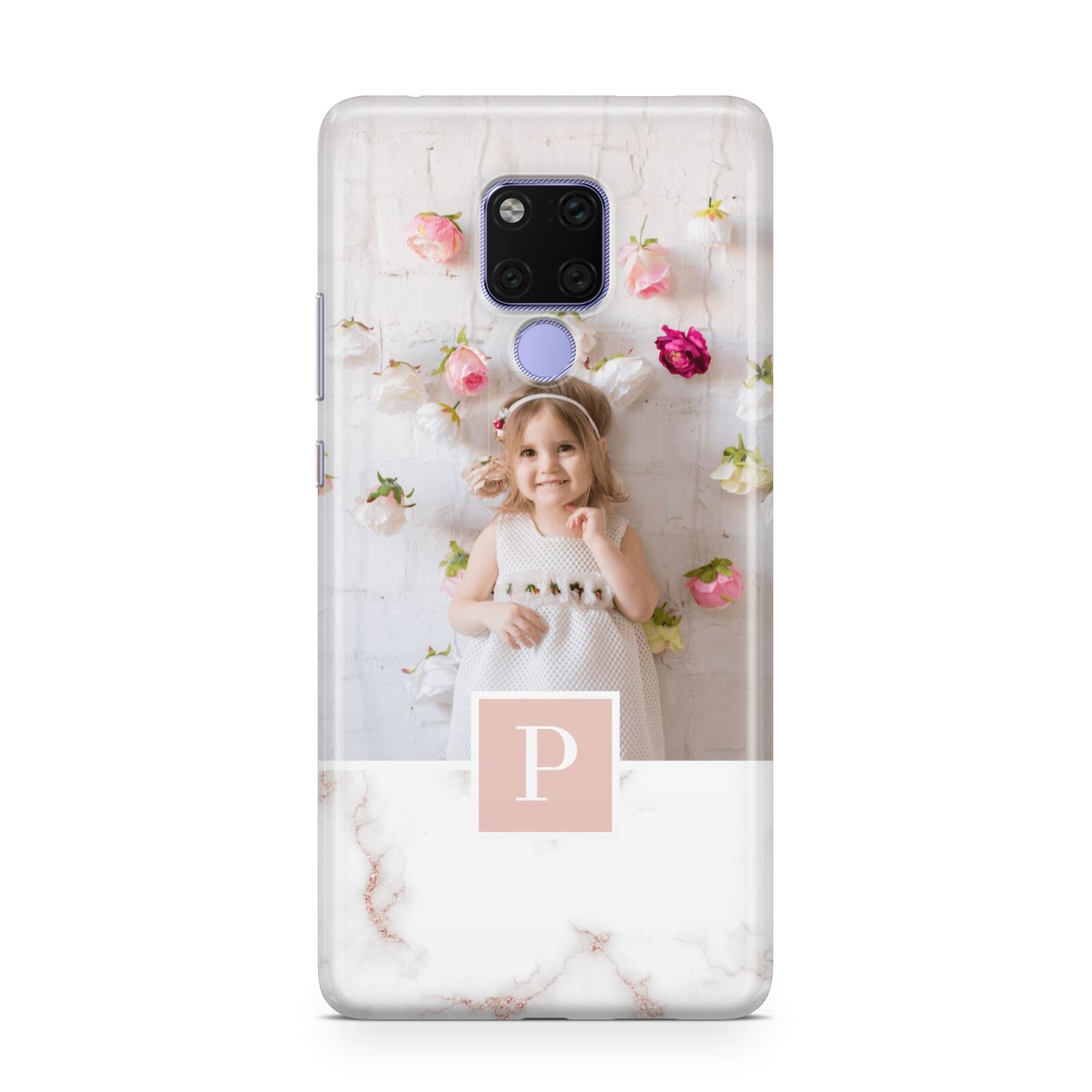 Monogram Marble Photo Upload Huawei Mate 20X Phone Case