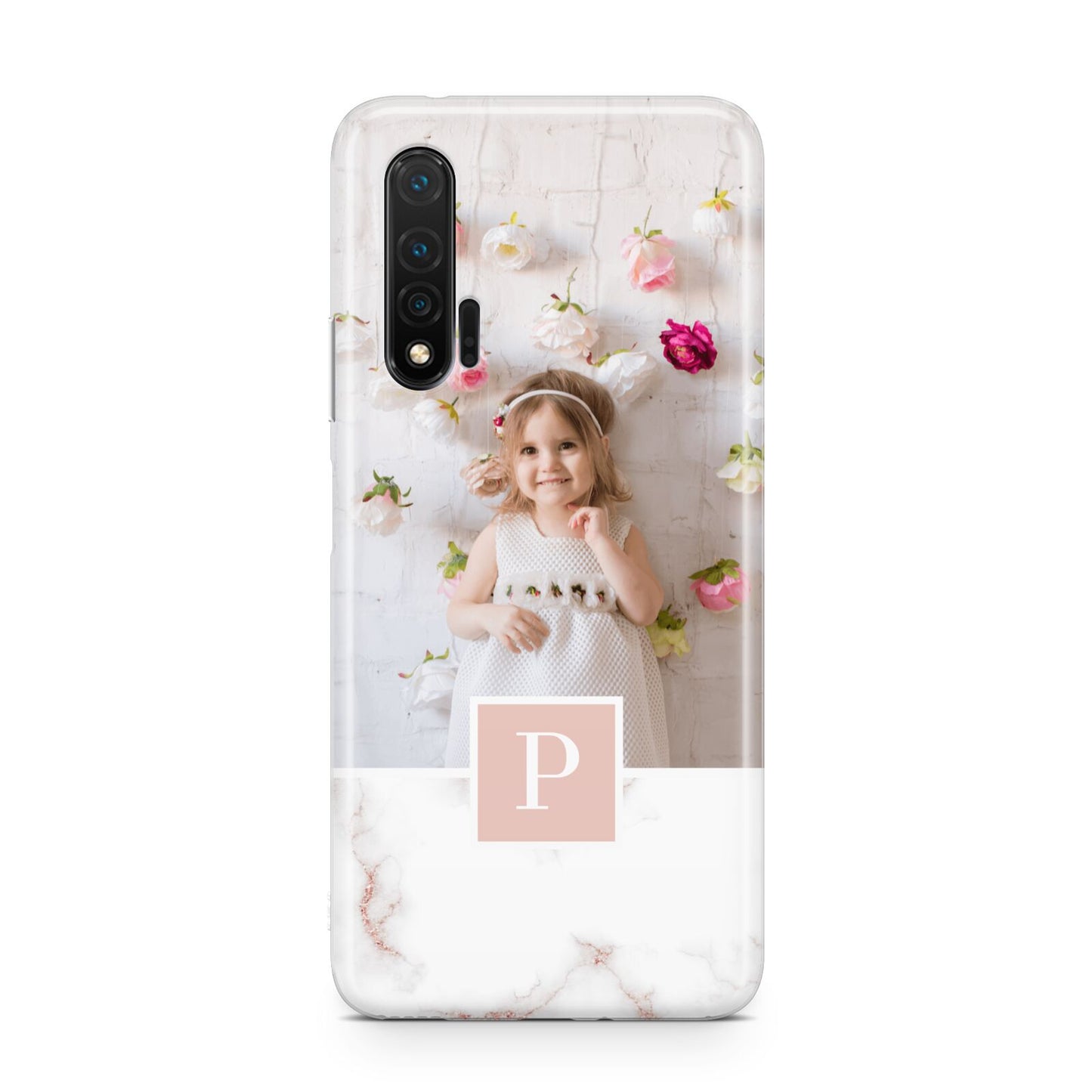 Monogram Marble Photo Upload Huawei Nova 6 Phone Case