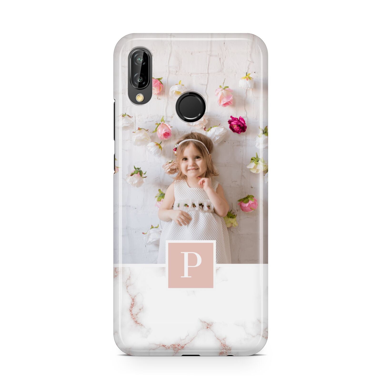 Monogram Marble Photo Upload Huawei P20 Lite Phone Case