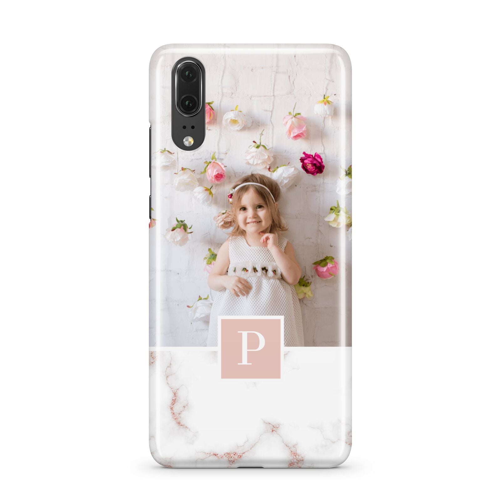 Monogram Marble Photo Upload Huawei P20 Phone Case