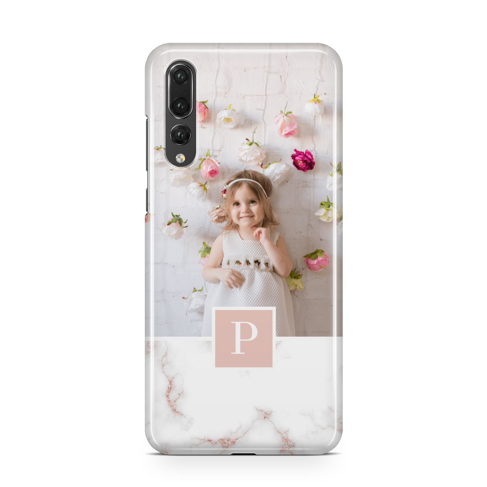 Monogram Marble Photo Upload Huawei P20 Pro Phone Case