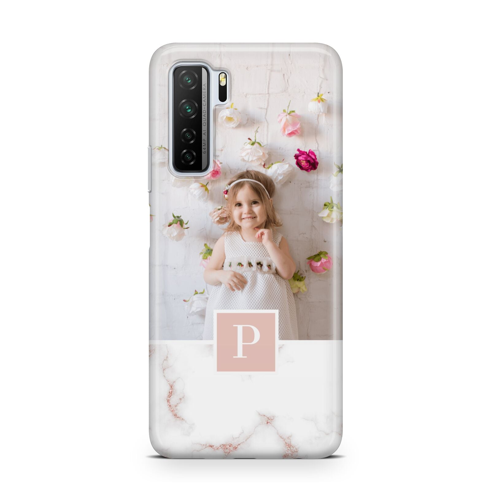 Monogram Marble Photo Upload Huawei P40 Lite 5G Phone Case