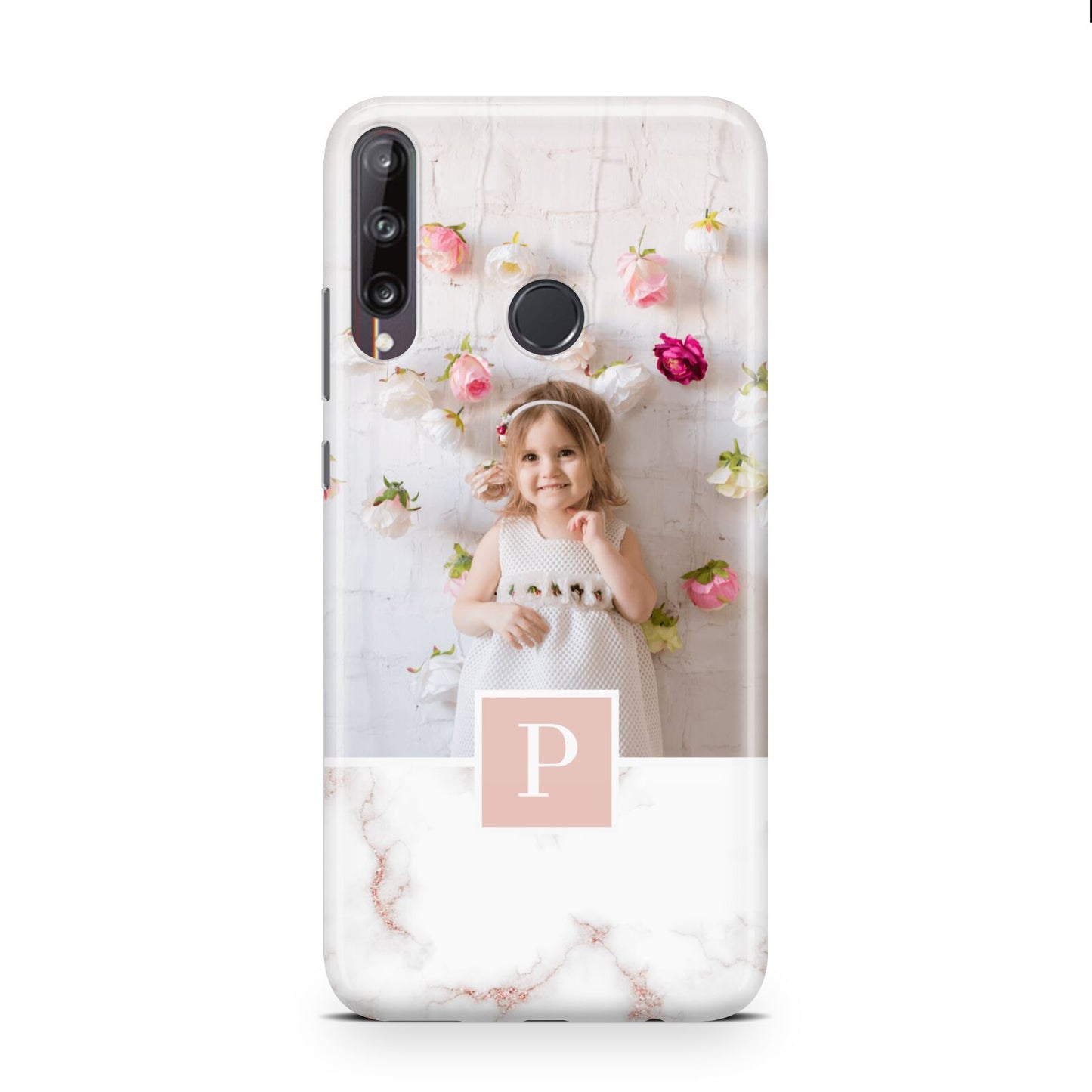 Monogram Marble Photo Upload Huawei P40 Lite E Phone Case