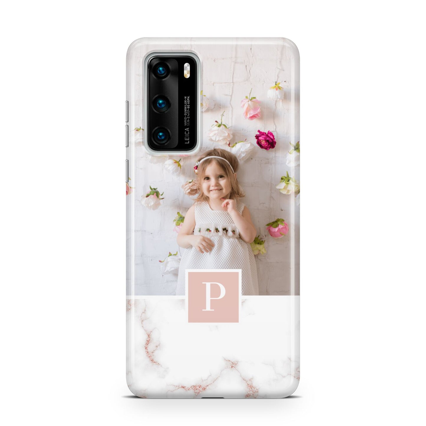 Monogram Marble Photo Upload Huawei P40 Phone Case