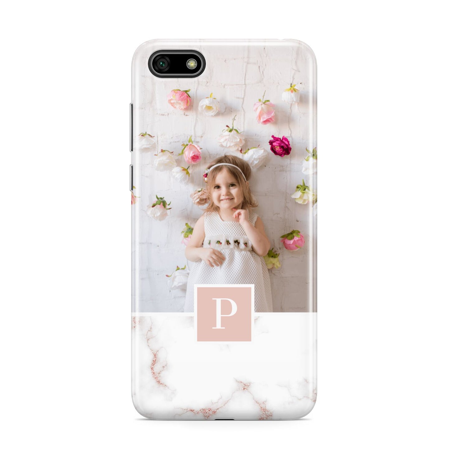 Monogram Marble Photo Upload Huawei Y5 Prime 2018 Phone Case