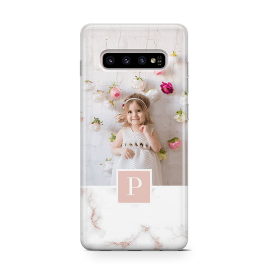 Monogram Marble Photo Upload Protective Samsung Galaxy Case