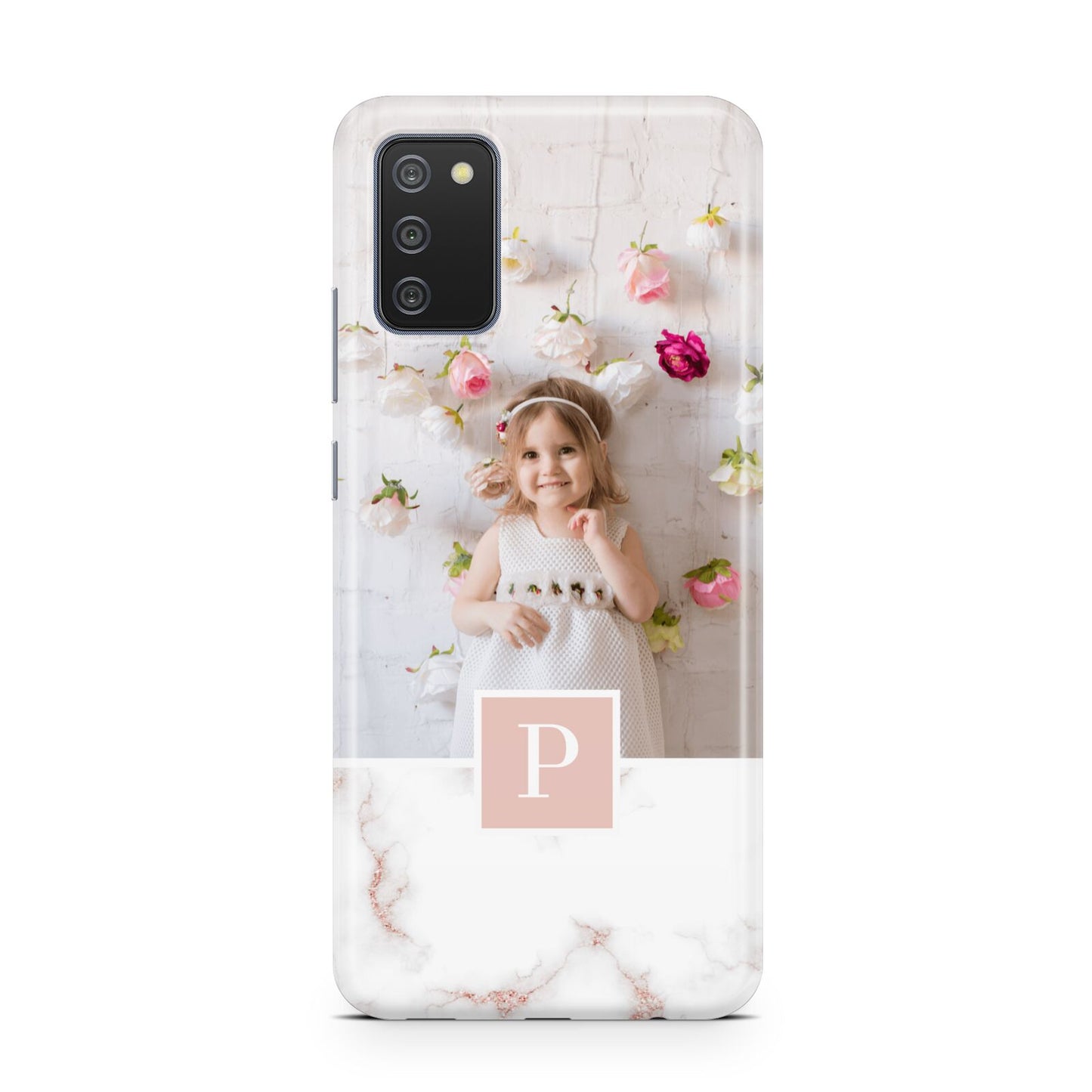 Monogram Marble Photo Upload Samsung A02s Case