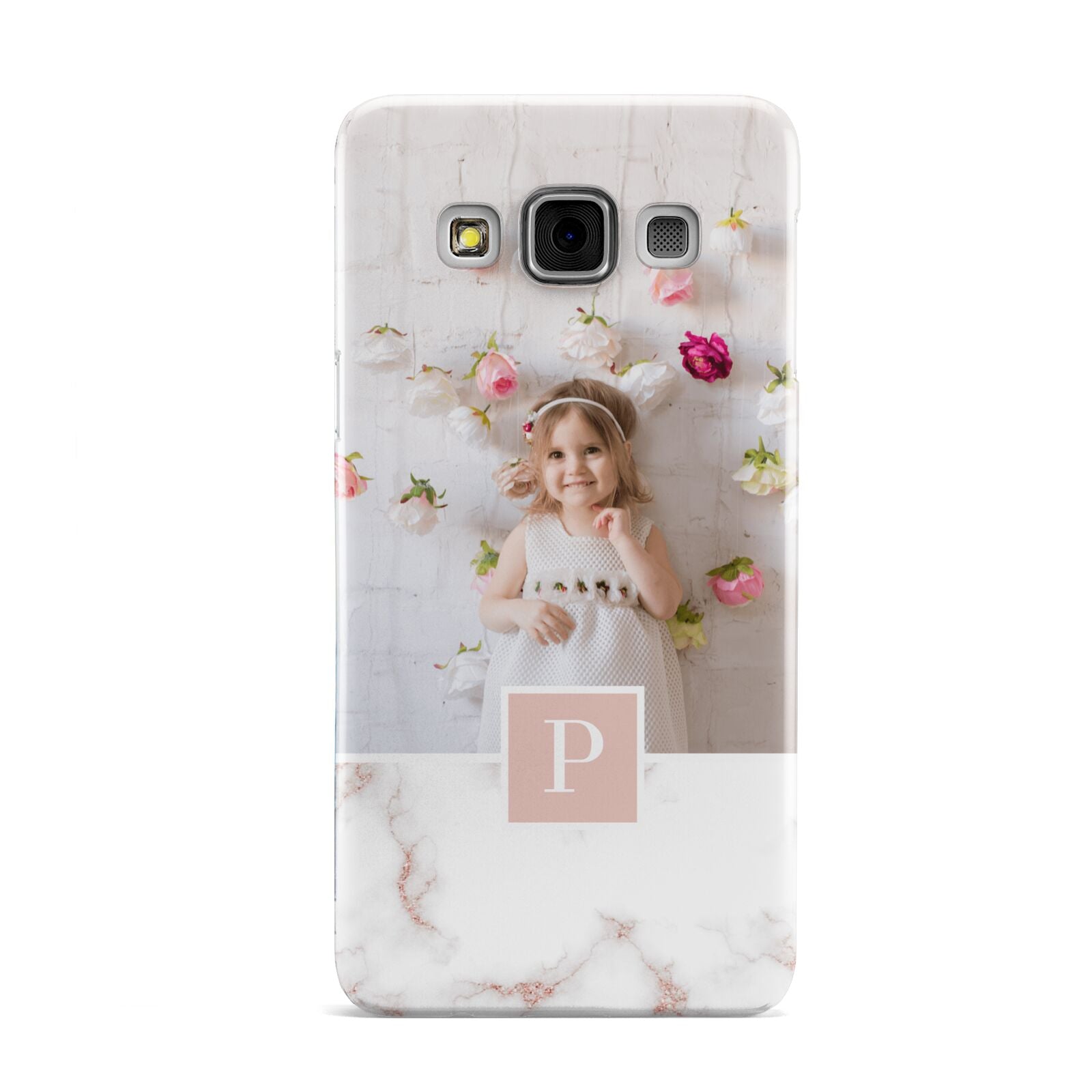 Monogram Marble Photo Upload Samsung Galaxy A3 Case