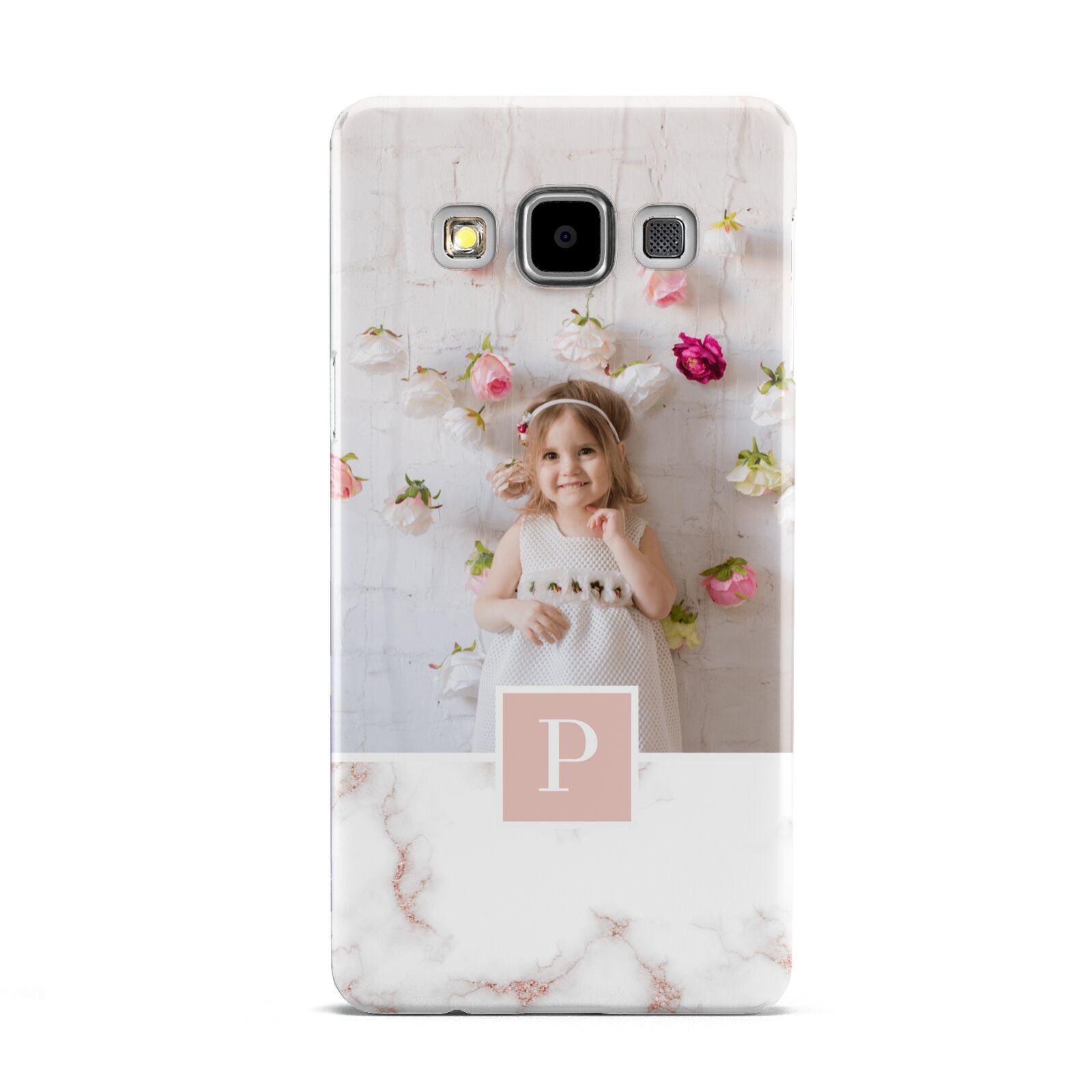 Monogram Marble Photo Upload Samsung Galaxy A5 Case