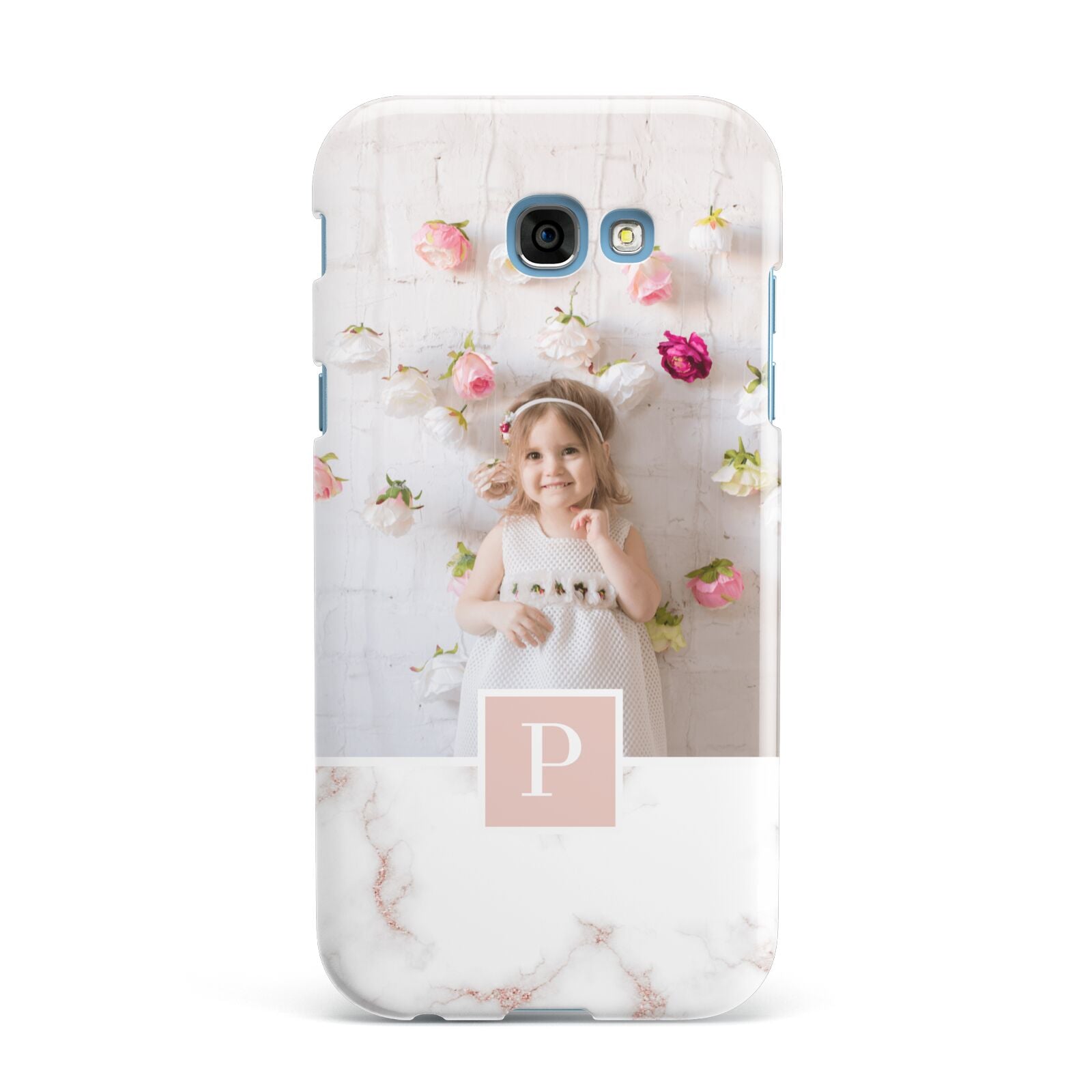 Monogram Marble Photo Upload Samsung Galaxy A7 2017 Case