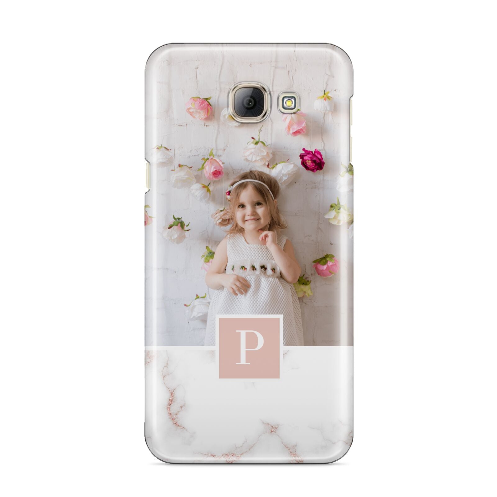 Monogram Marble Photo Upload Samsung Galaxy A8 2016 Case