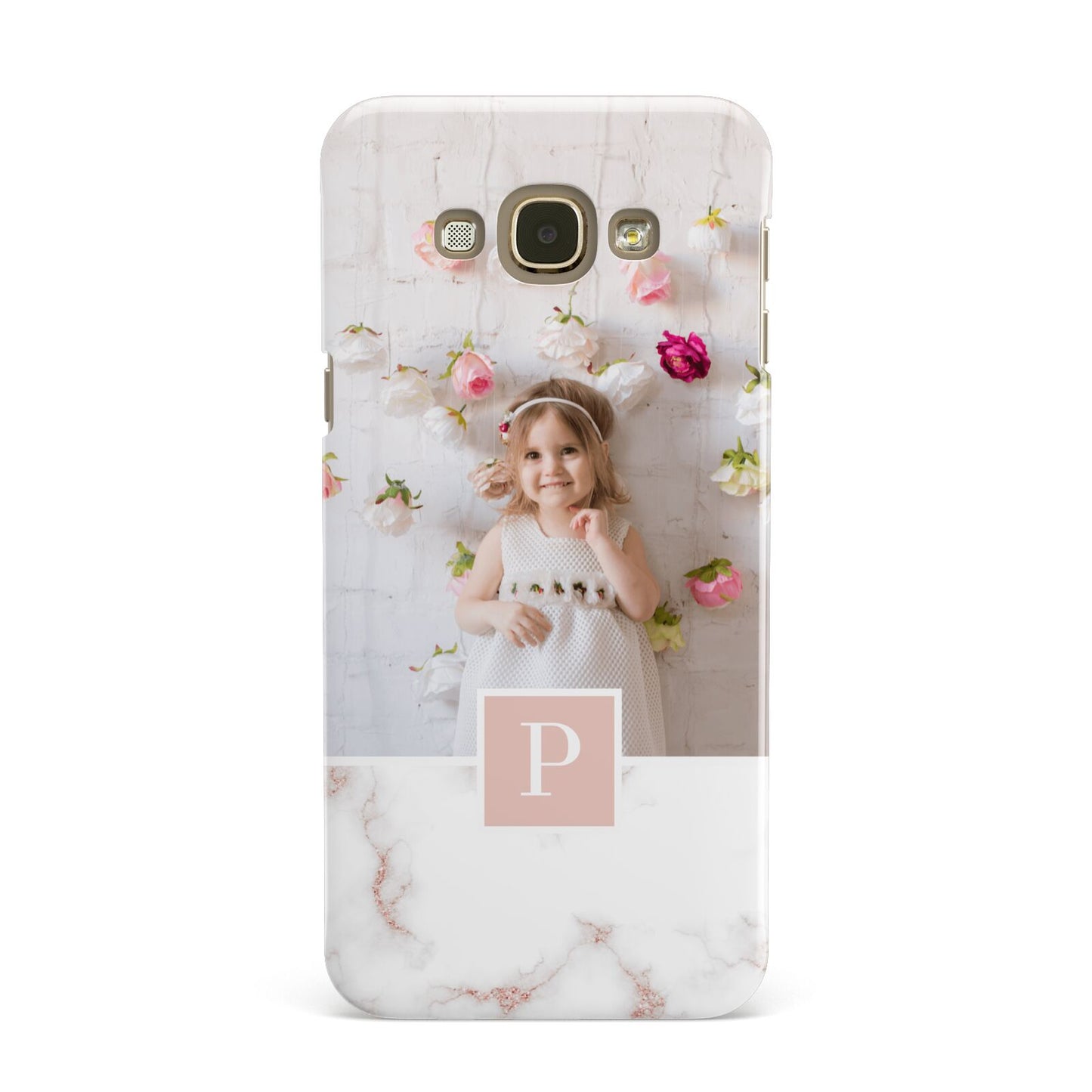 Monogram Marble Photo Upload Samsung Galaxy A8 Case