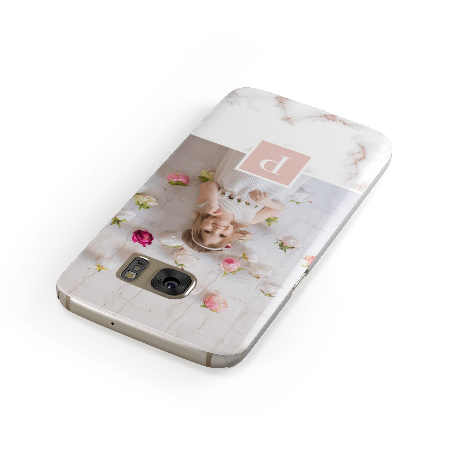 Monogram Marble Photo Upload Samsung Galaxy Case Front Close Up