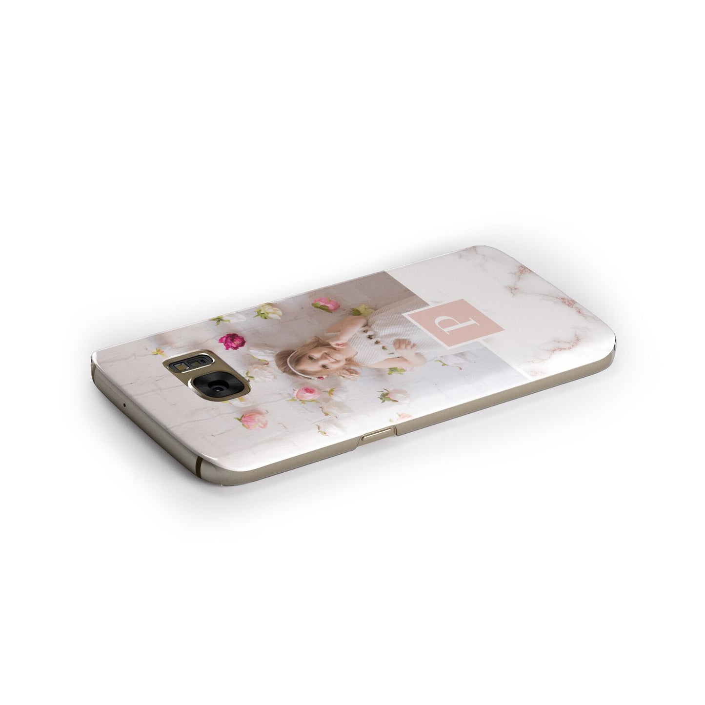 Monogram Marble Photo Upload Samsung Galaxy Case Side Close Up