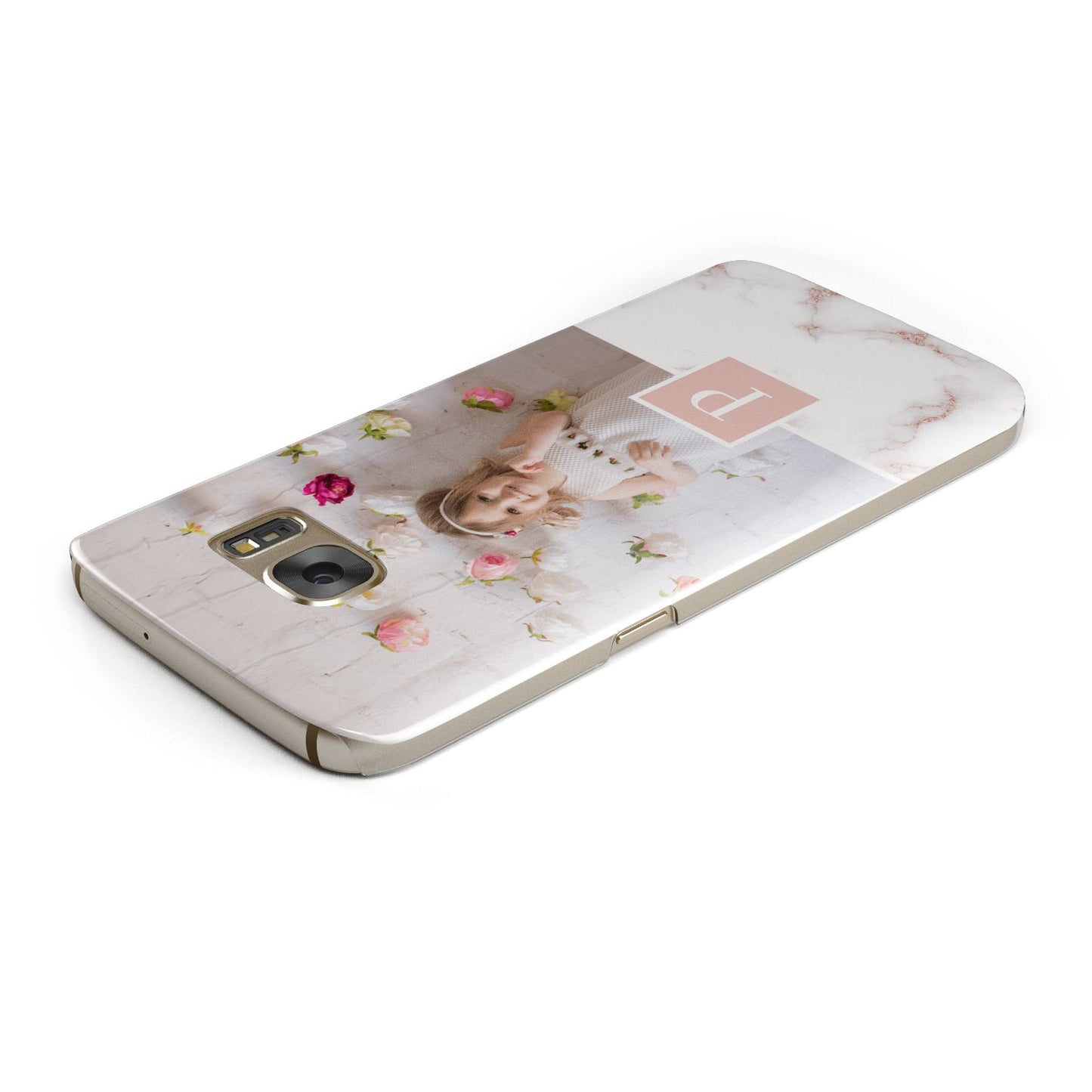 Monogram Marble Photo Upload Samsung Galaxy Case Top Cutout