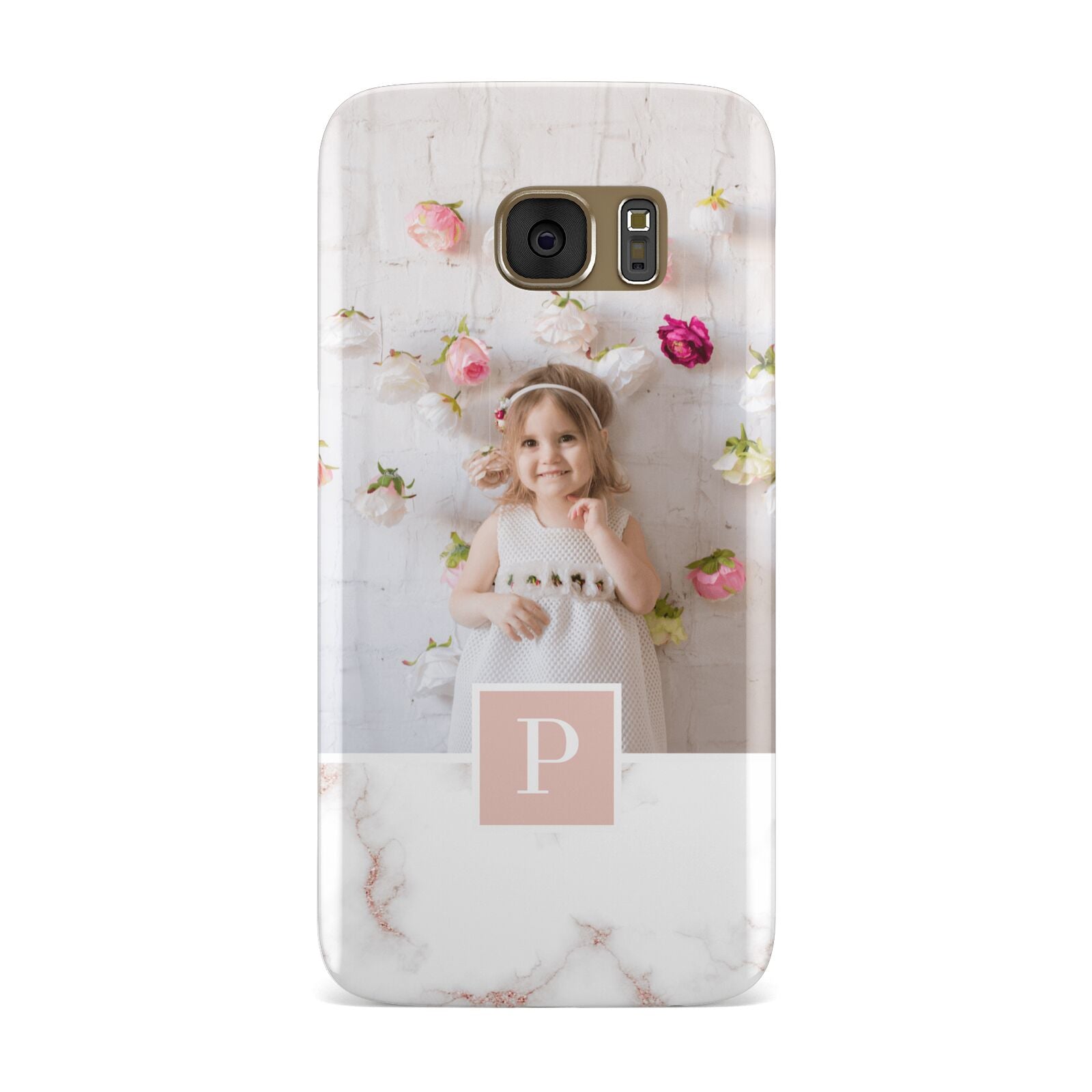 Monogram Marble Photo Upload Samsung Galaxy Case