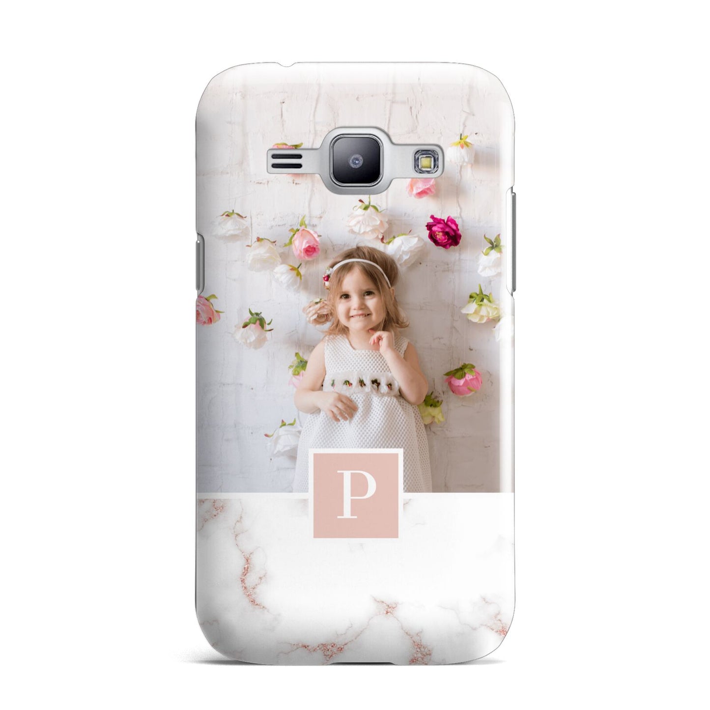 Monogram Marble Photo Upload Samsung Galaxy J1 2015 Case