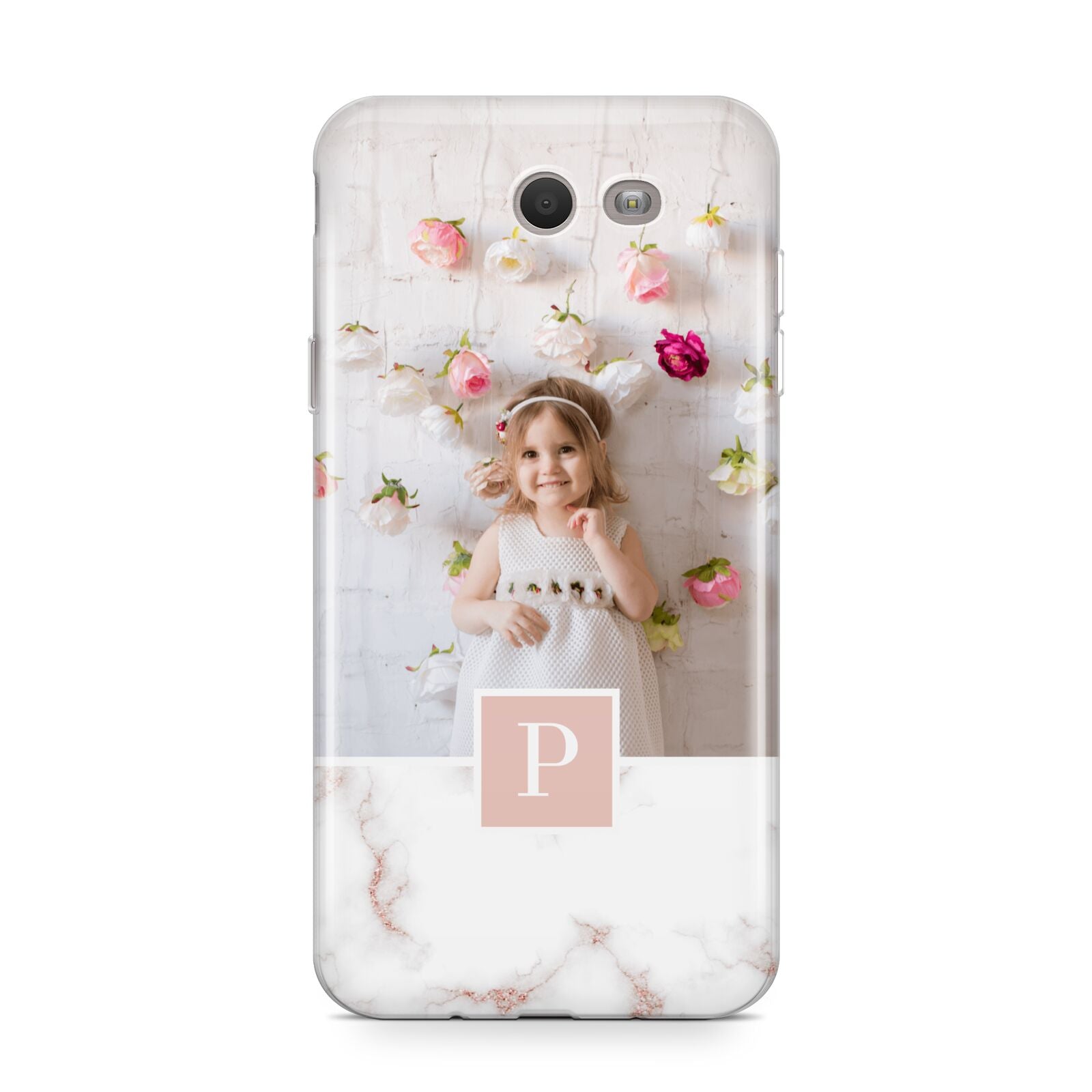 Monogram Marble Photo Upload Samsung Galaxy J7 2017 Case