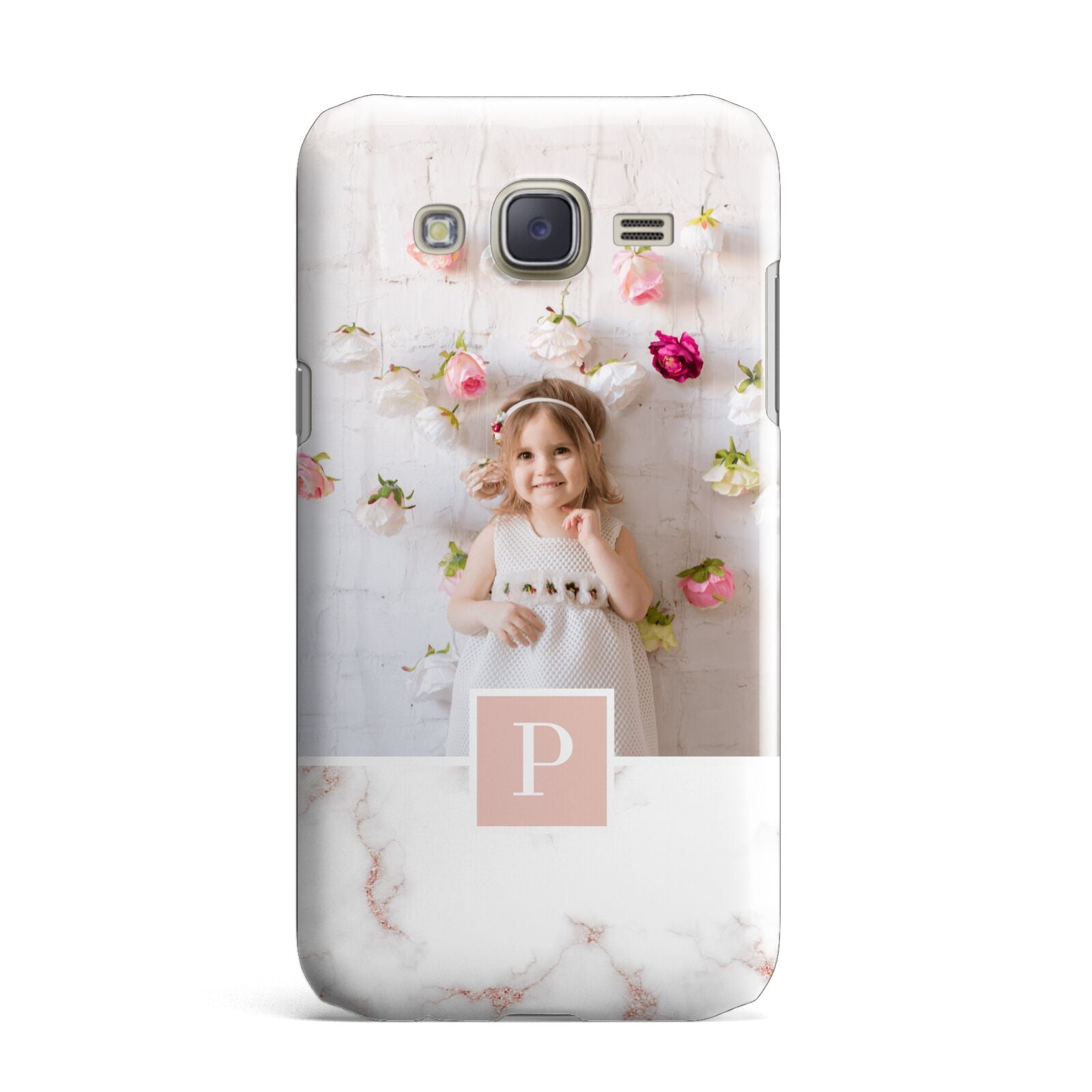 Monogram Marble Photo Upload Samsung Galaxy J7 Case