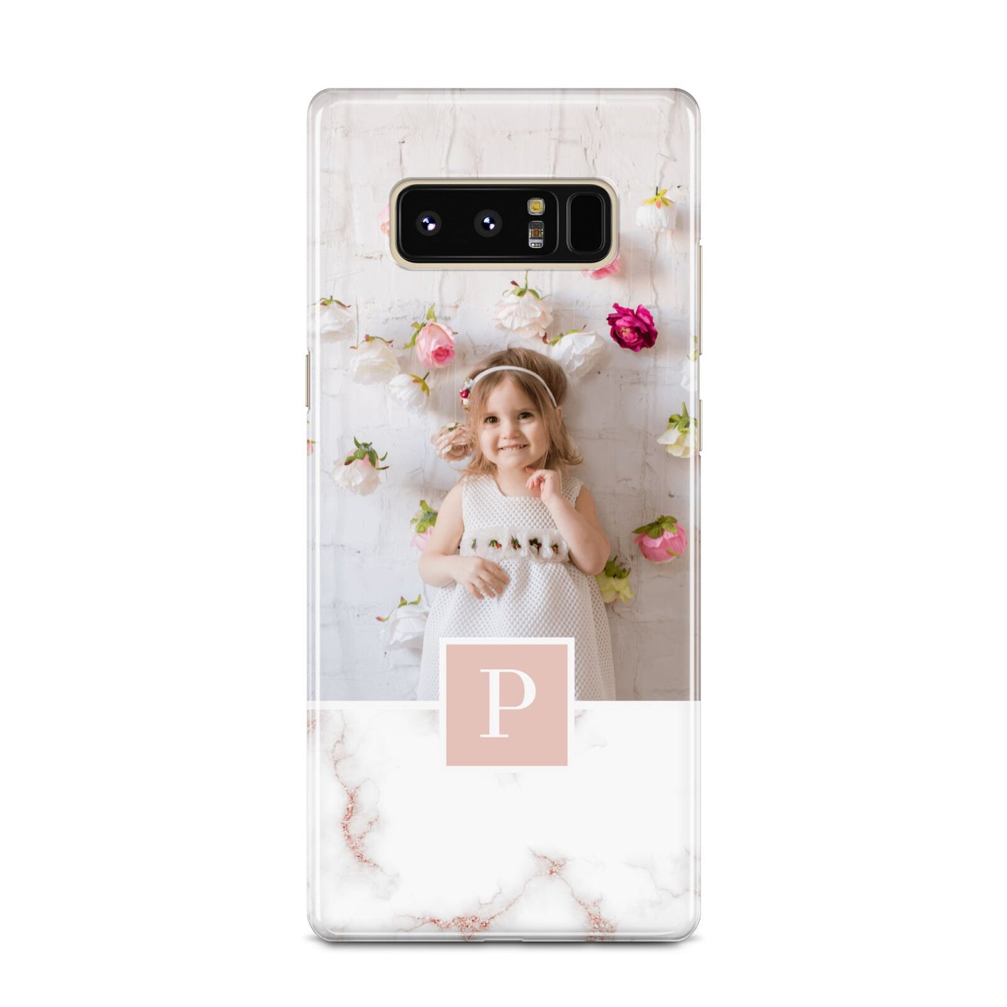 Monogram Marble Photo Upload Samsung Galaxy Note 8 Case