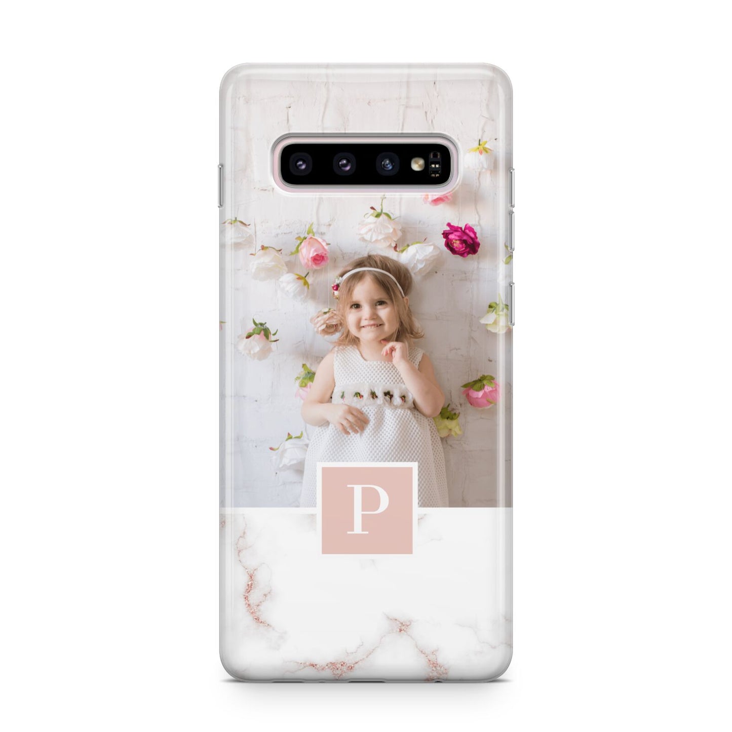 Monogram Marble Photo Upload Samsung Galaxy S10 Plus Case